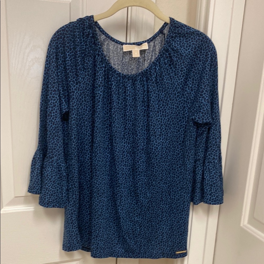Michael Kors Blue Ruffled Blouse with Relaxed Fit size medium